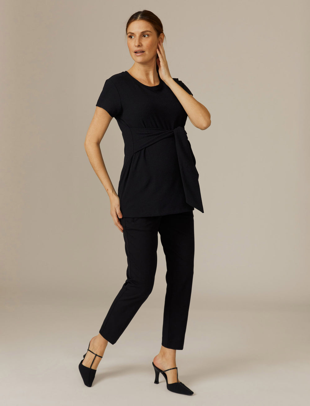 Tie Front Textured Maternity Top - A Pea In the Pod