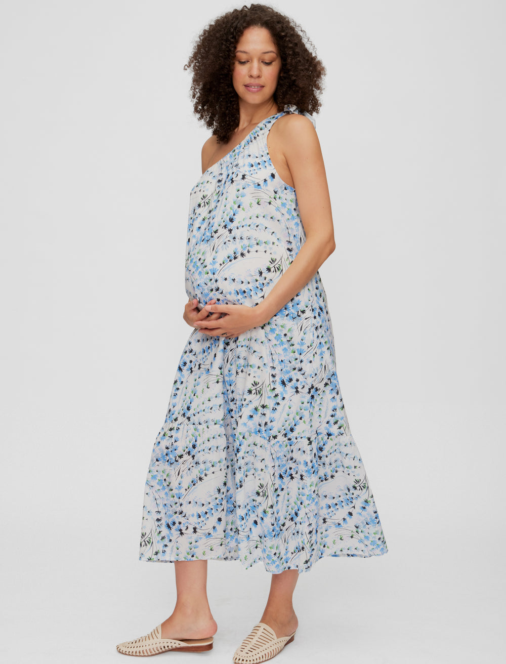 One Shoulder Bow Maternity Maxi Dress - A Pea In the Pod