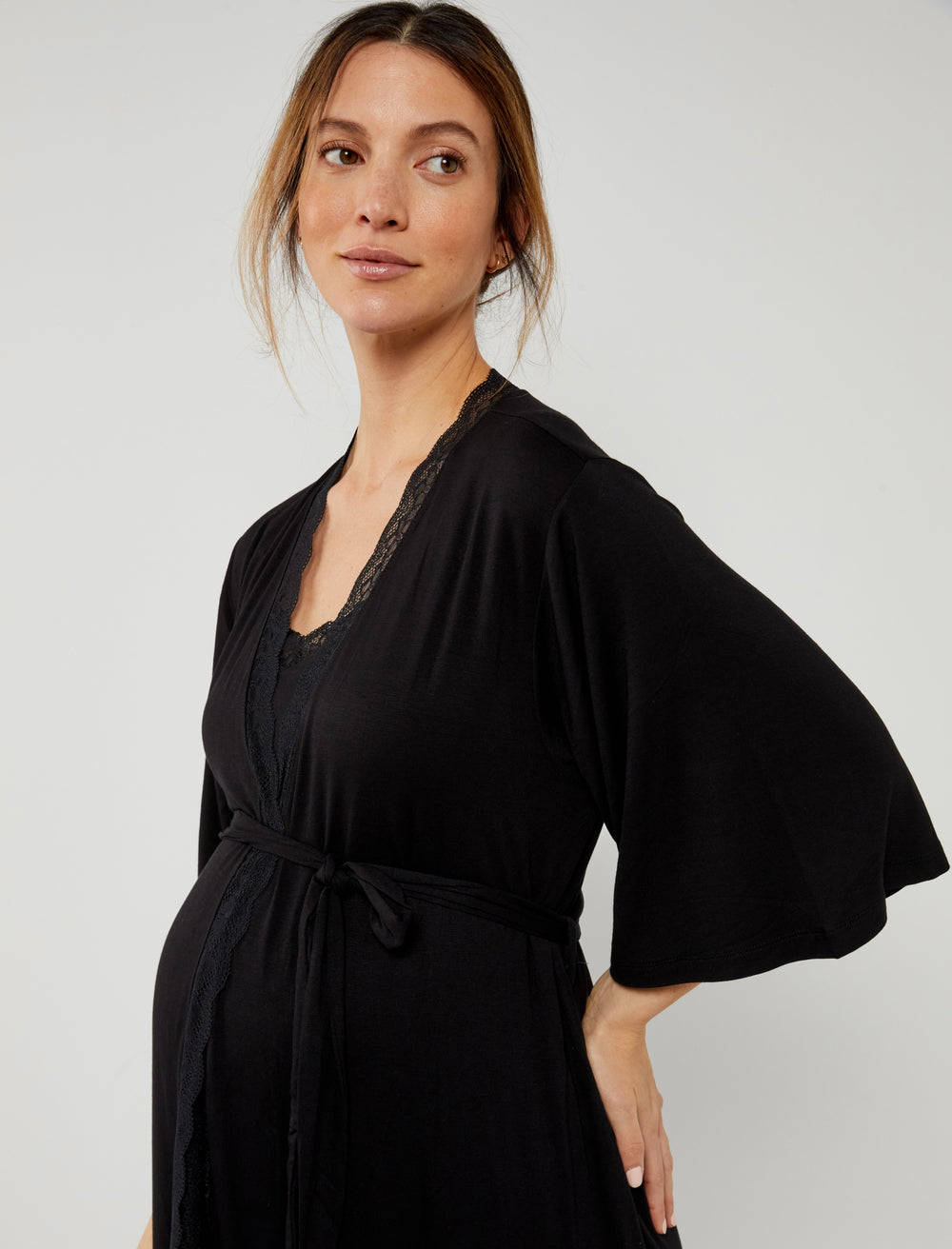 Lace Trim Maternity Robe - A Pea In the Pod