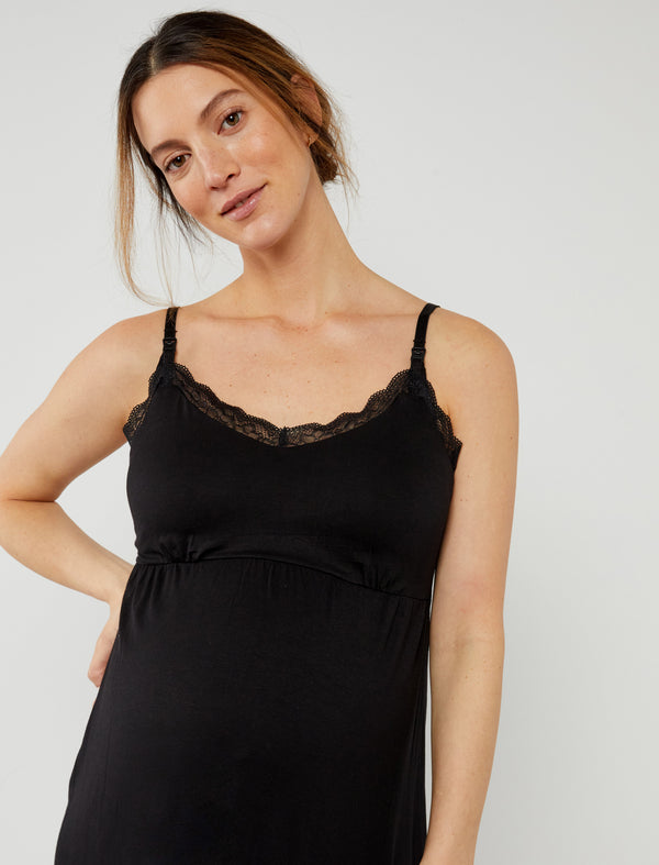 Shopymommy 4418 Lace Collar Maternity & Nursing Nightgown