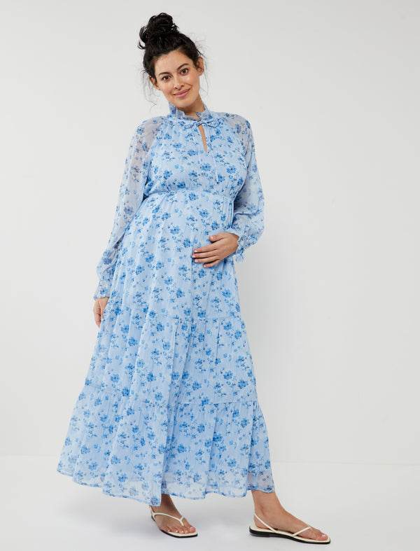 Horton Lane  Blue & White Floral Maxi Dress (Maternity)